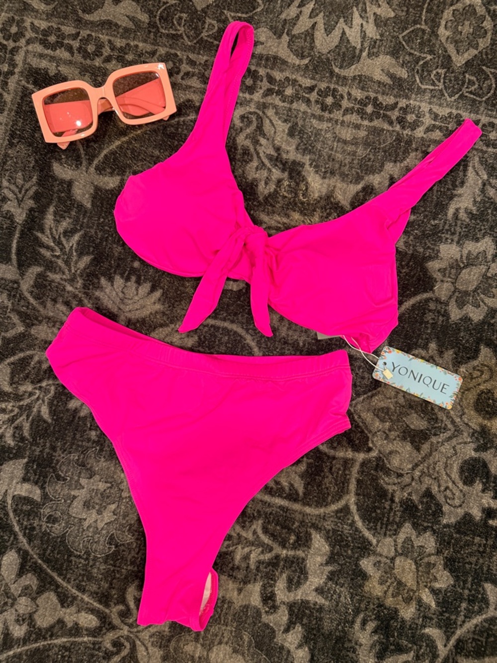 Hot Pink Tie-Front Bikini Set Sz. M *NWT